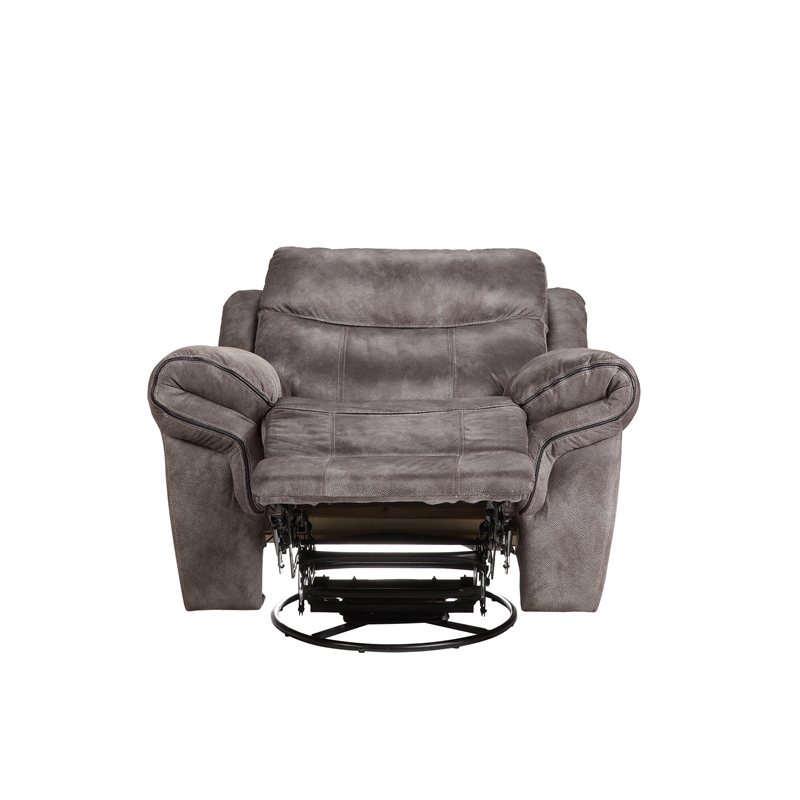 Pemberly Row Polyester Fabric Transitional Glider Recliner Gray