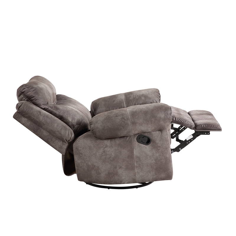 Pemberly Row Polyester Fabric Transitional Glider Recliner Gray