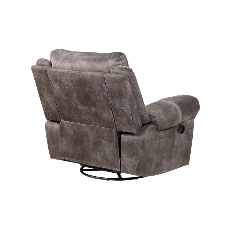 Pemberly Row Polyester Fabric Transitional Glider Recliner Gray