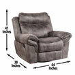 Pemberly Row Polyester Fabric Transitional Glider Recliner Gray