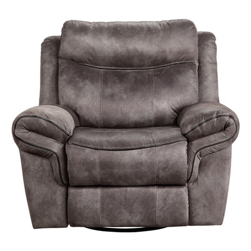 Pemberly Row Polyester Fabric Transitional Glider Recliner Gray