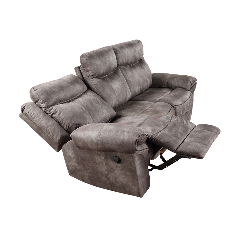 Pemberly Row Transitional Recliner Sofa Gray with Drop-Down Console