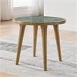 Pemberly Row Engineered Wood End Table with Sintered Stone in Light Brown