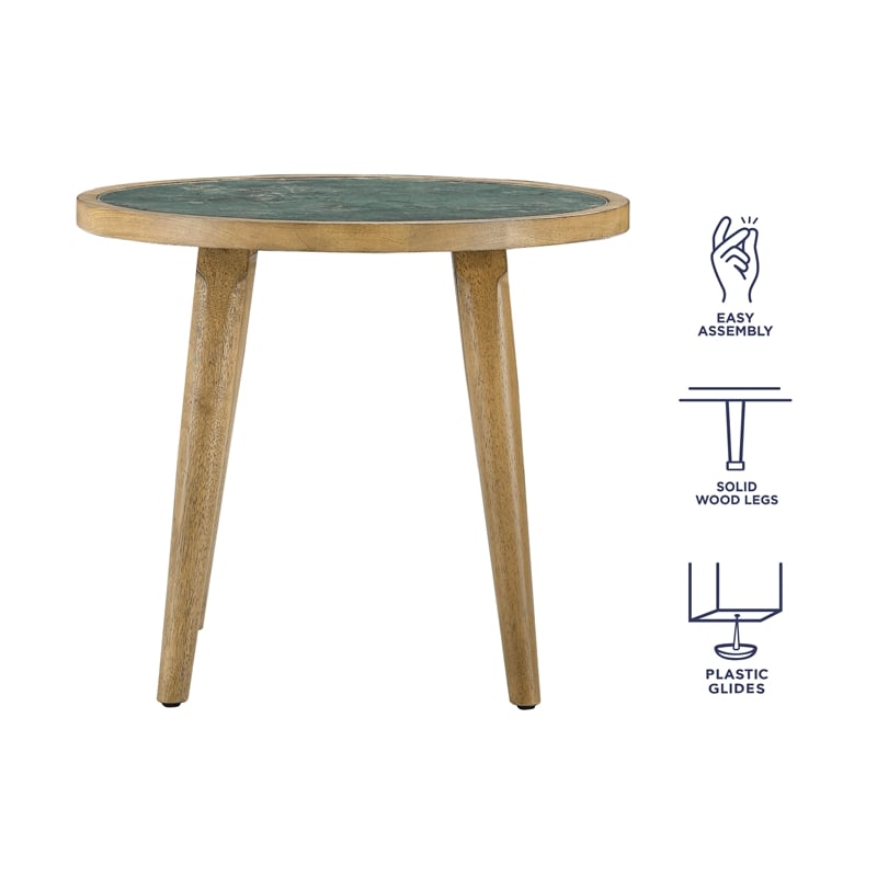 Pemberly Row Engineered Wood End Table with Sintered Stone in Light Brown