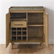 Pemberly Row Contemporary Sintered Stone Top Bar Cabinet in Light Brown