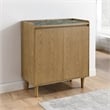 Pemberly Row Contemporary Sintered Stone Top Bar Cabinet in Light Brown
