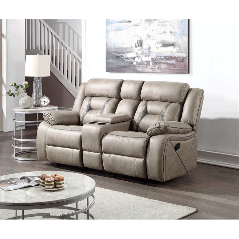 Pemberly Row Modern Transitional Manual Console Loveseat Gray