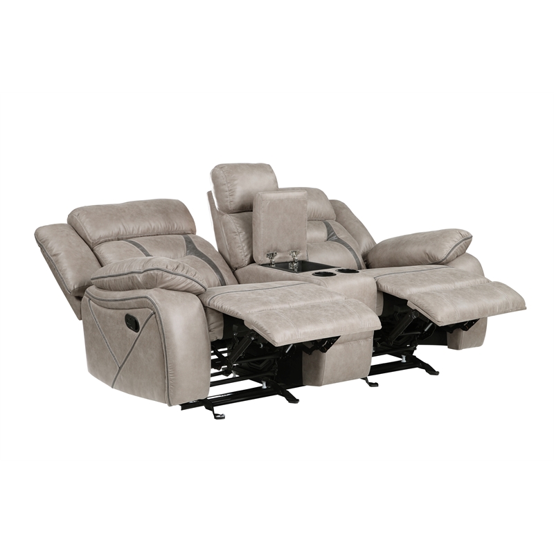 Pemberly Row Modern Transitional Manual Console Loveseat Gray