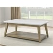 Pemberley Row Marble White Cocktail Table Rectangular with Casters 48