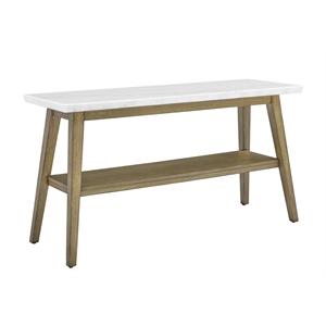 Pemberly Row Engineered Wood Contemporary 56&quot White Marble Top Sofa Table
