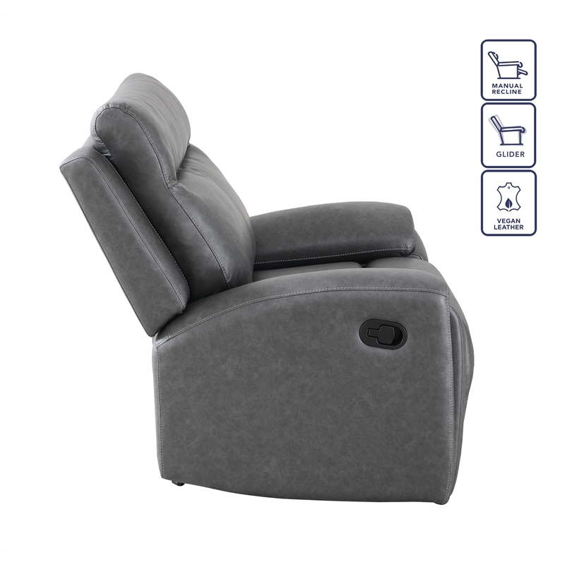 Pemberly Row Modern / Contemporary Manual Chair Gray with Glider