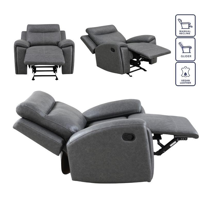 Pemberly Row Modern / Contemporary Manual Chair Gray with Glider