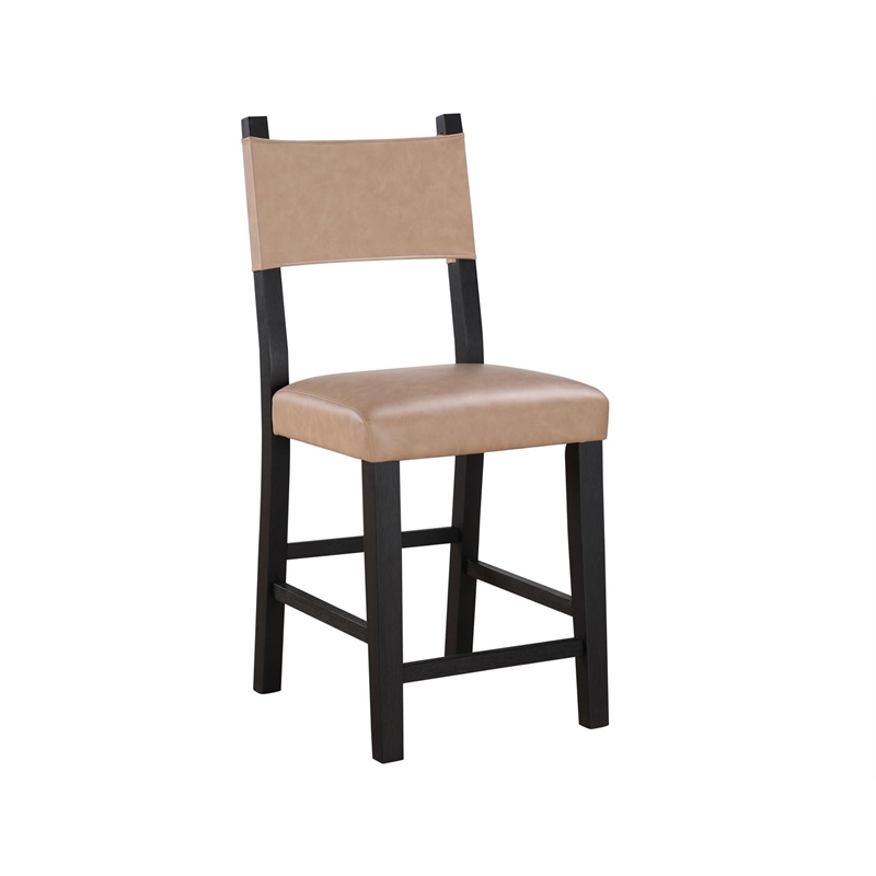 Pemberly Row Contemporary Black Counter Chair in Beige/Black