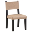 Pemberly Row Contemporary Side Chair with Camel Vegan Leather in Black