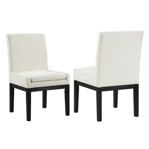Pemberly Row Contemporary Black Upholstered Side Chair in White