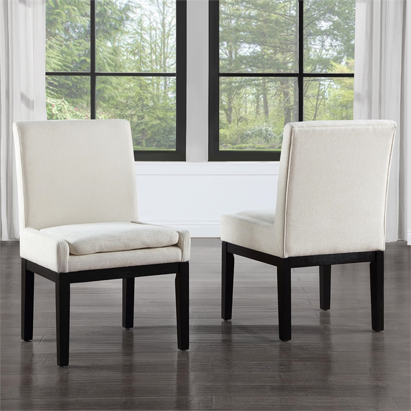 Pemberly Row Contemporary Black Upholstered Side Chair in White