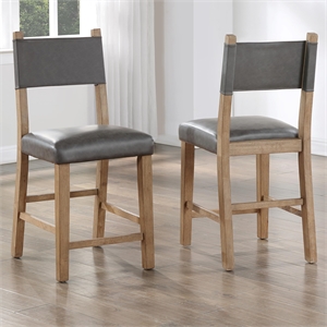 Pemberly Row Faux Leather Seating Contemporary Counter Chair in Brown