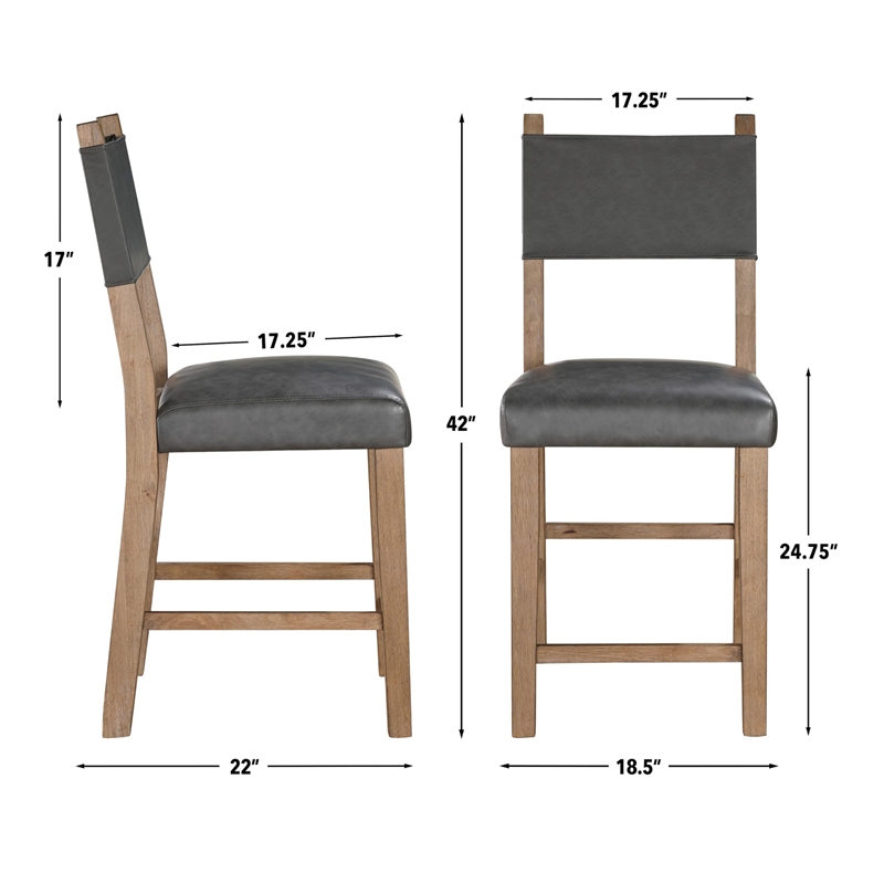 Pemberly Row Faux Leather Seating Contemporary Counter Chair in Brown