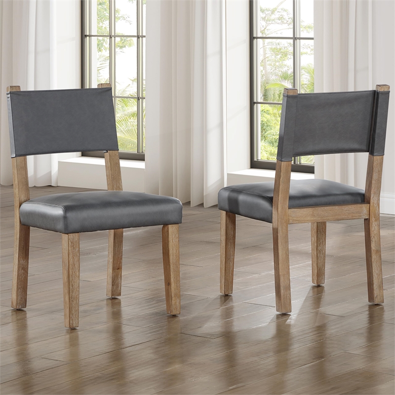 Pemberly Row Contemporary Side Chair Waxed Driftwood Finish in Brown