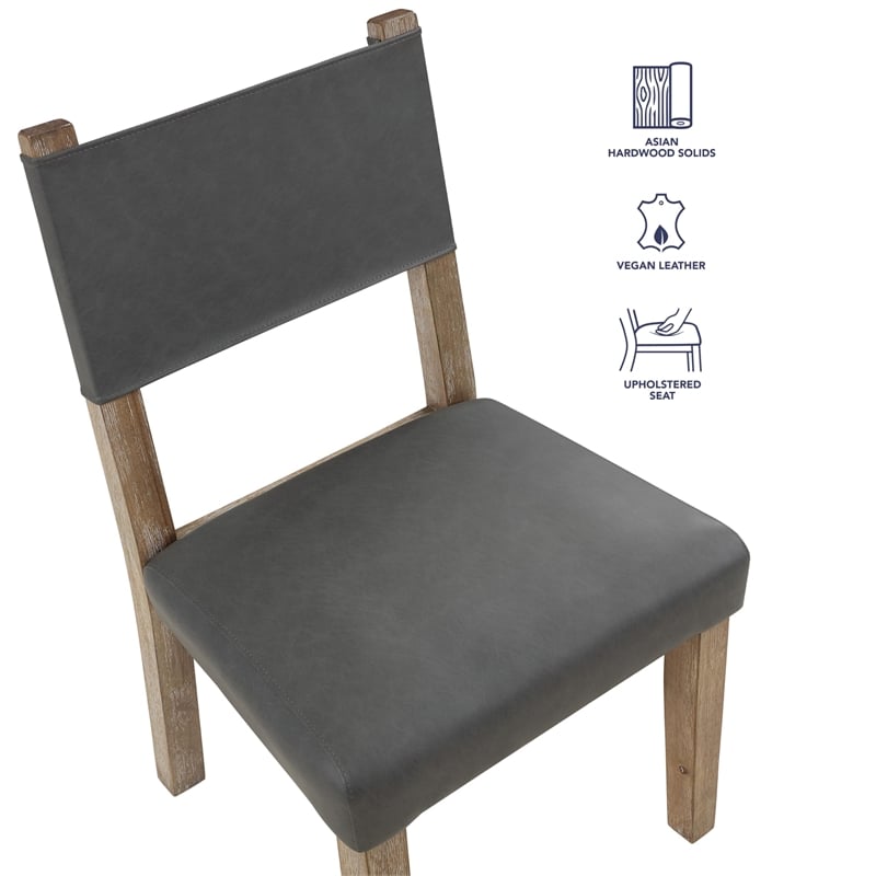 Pemberly Row Contemporary Side Chair Waxed Driftwood Finish in Brown