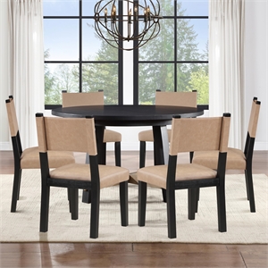 Pemberly Row Contemporary Black 7-piece Round Complete Dining Set