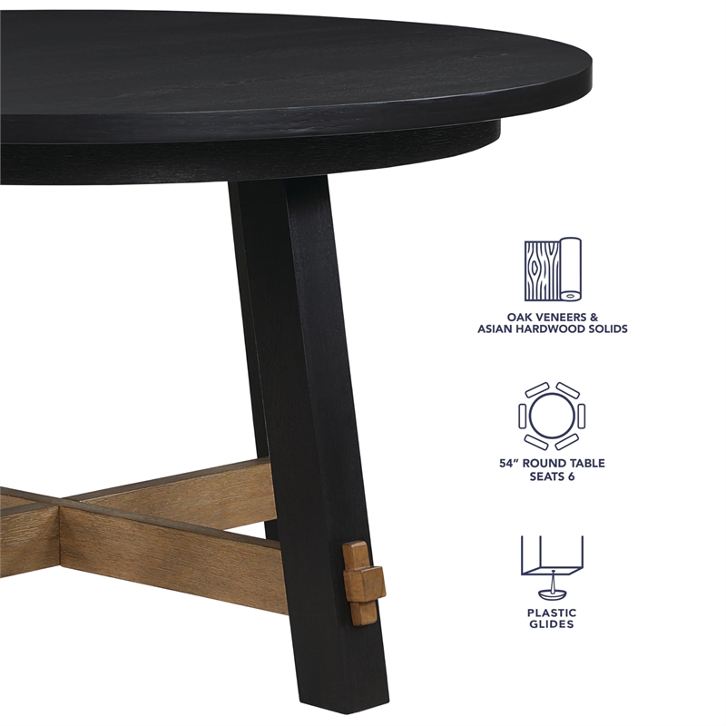 Pemberly Row Contemporary Black 7-piece Round Complete Dining Set