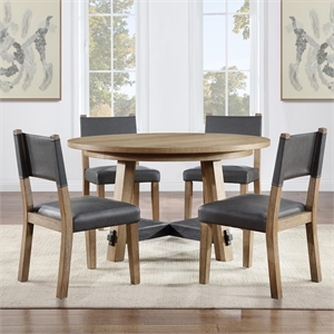 Pemberly Row Contemporary Brown 5-piece Round Complete Dining Set