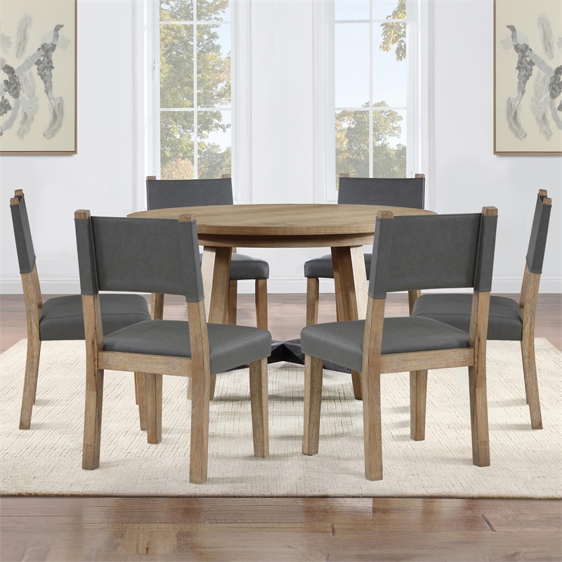 Pemberly Row Contemporary Brown 7-piece Round Complete Dining Set