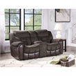 Pemberly Row Modern / Contemporary Power Console Loveseat in Brown