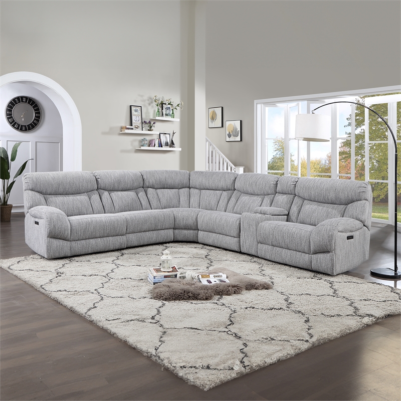 Pemberly Row Modern / Contemporary 6-piece Sectional Sofa in Gray