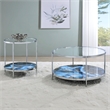 Pemberly Row Contemporary Reversible Round Cocktail Table in Clear
