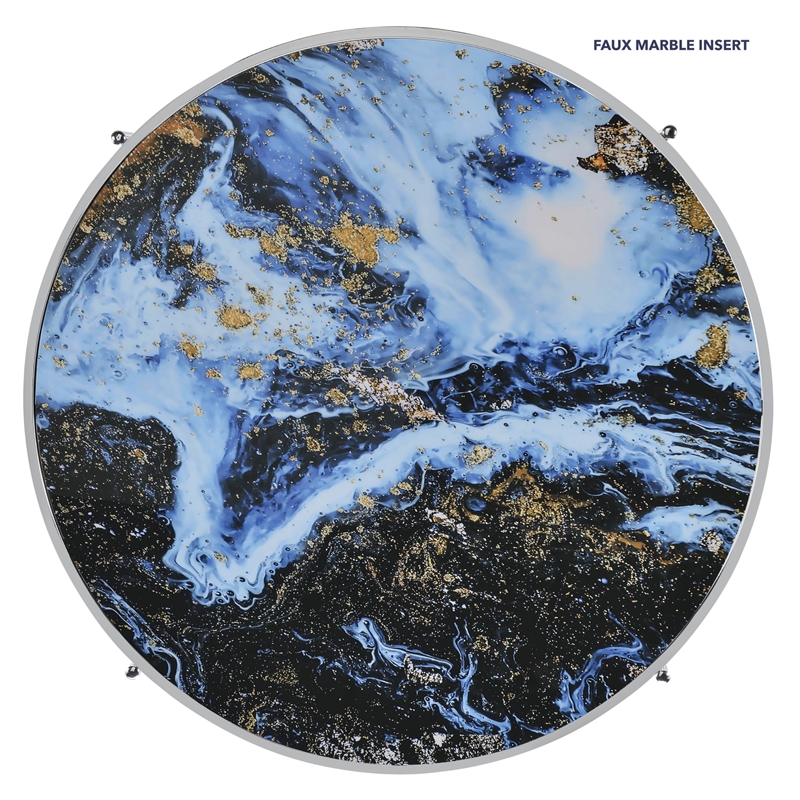 Pemberly Row Contemporary Reversible Round Cocktail Table in Clear