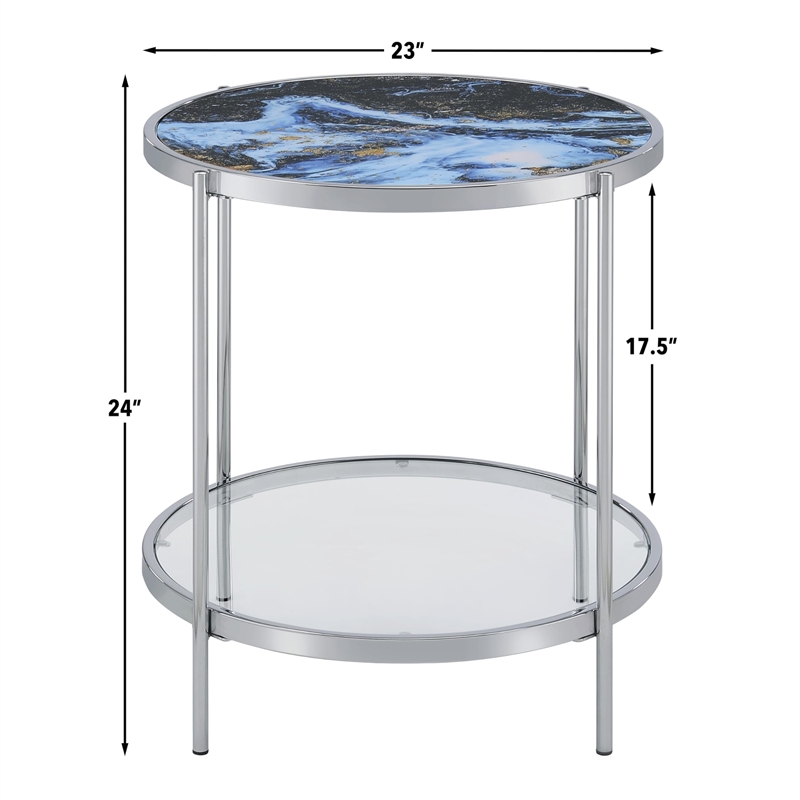 Pemberly Row Contemporary Reversible Round End Table in Clear