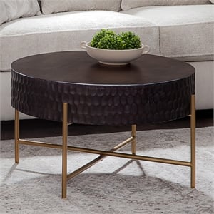 Pemberly Row Modern / Contemporary Round Cocktail Table in Brown