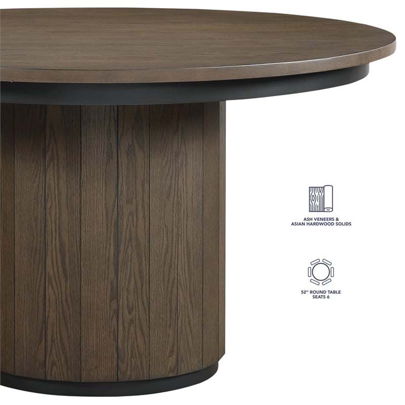 Pemberly Row Engineered Wood Contemporary Dining Table in Brown