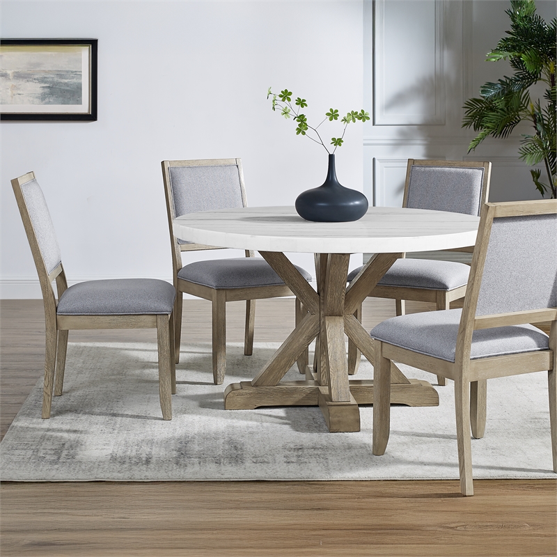 Pemberly Row Contemporary 5-piece Complete Dining Set in White