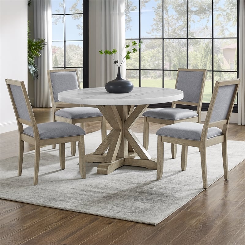Pemberly Row Contemporary 5-piece Complete Dining Set in White