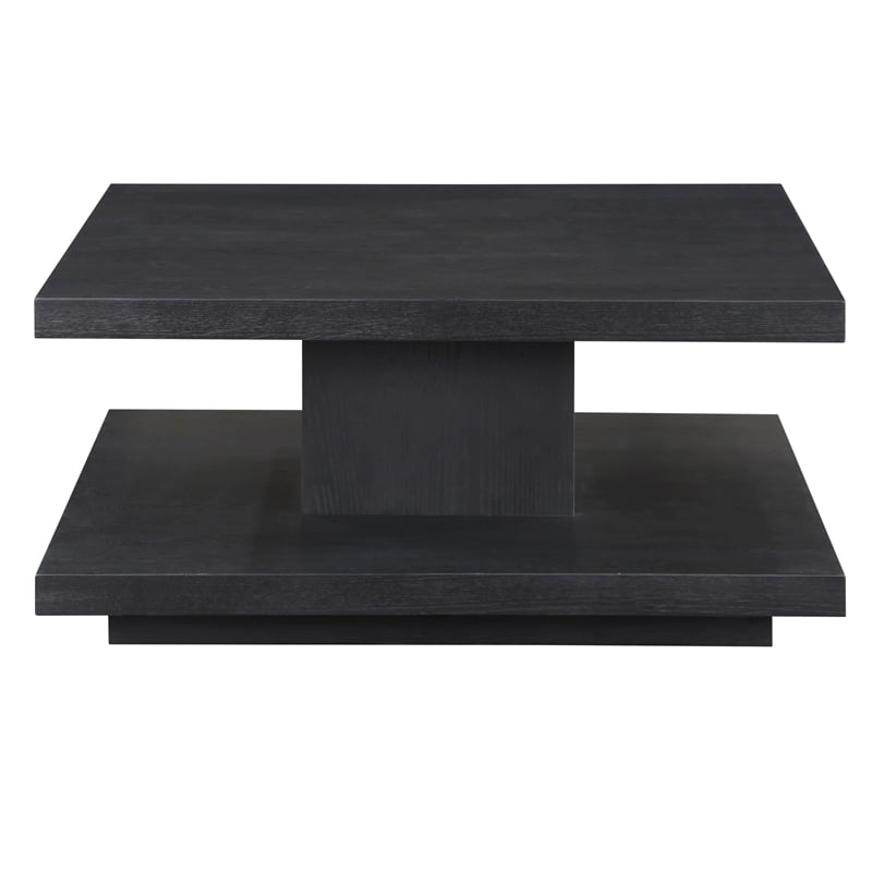 Pemberly Row Contemporary Cocktail Table with Casters in Black
