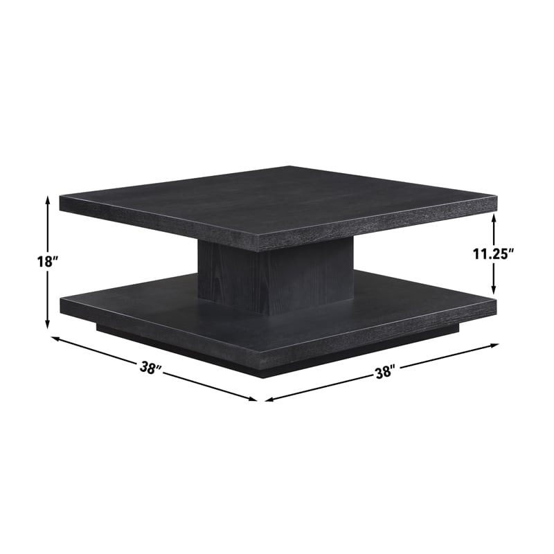 Pemberly Row Contemporary Cocktail Table with Casters in Black