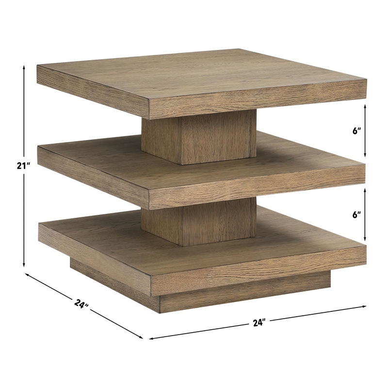 Pemberly Row Engineered Wood Contemporary End Table in Brown