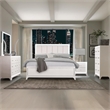 Pemberly Row Contemporary Illuminating Glam Nightstand in Pearl Finish