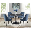 Pemberly Row 5-piece White Top and Black Base Dining Set With Charcoal Chair