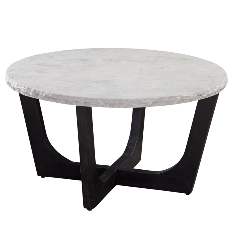 Pemberly Row Modern / Contemporary White Marble Top Cocktail Table