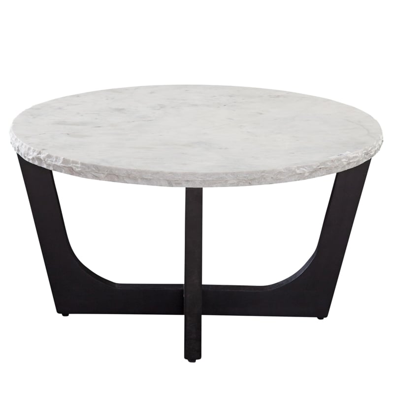 Pemberly Row Modern / Contemporary White Marble Top Cocktail Table