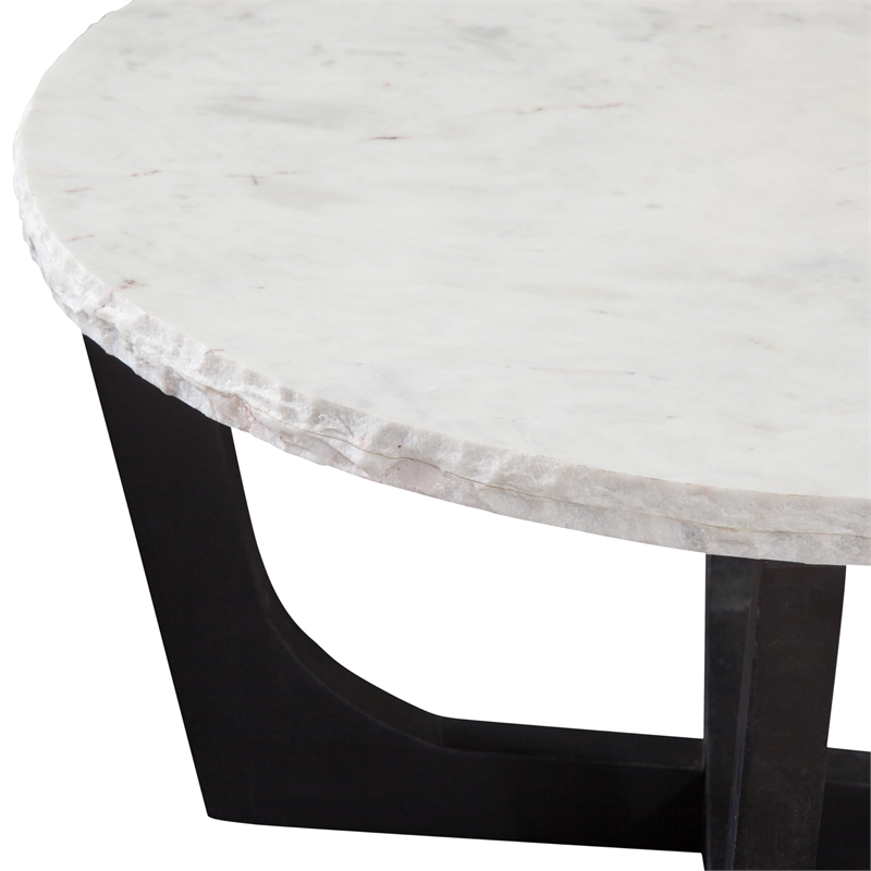 Pemberly Row Modern / Contemporary White Marble Top Cocktail Table