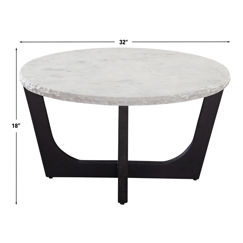Pemberly Row Modern / Contemporary White Marble Top Cocktail Table