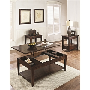 Pemberly Row Engineered Wood Contemporary 3-piece Coffee Table Set in Brown
