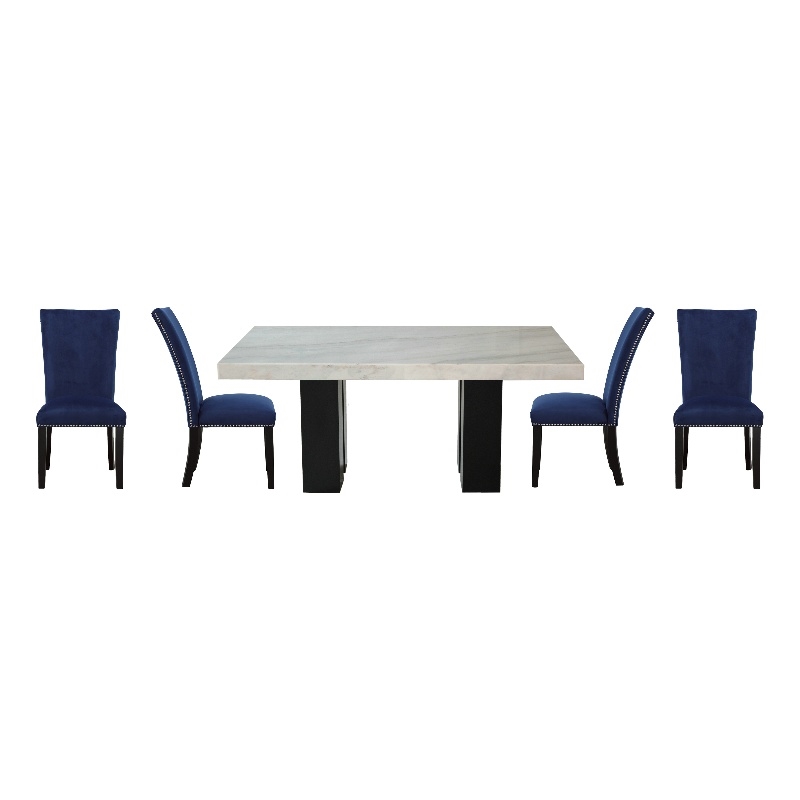 Pemberly Row Contemporary 5-piece Rectangle Dining Set with Blue Chairs