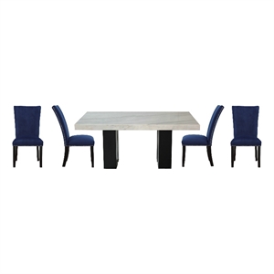 Pemberly Row Contemporary 5-piece Rectangle Dining Set with Blue Chairs