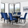 Pemberly Row Contemporary 7-piece Rectangle Dining Set with Blue Chairs